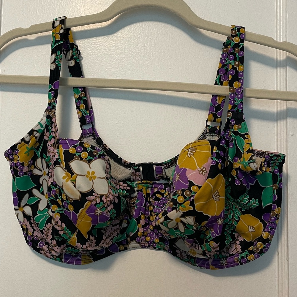 Freya Purple Green Yellow Floral Bikini Top US 34GG